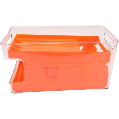 2 étagères support canettes boisson rangement orange pour frigo garde-manger porte-canettes (1/5)