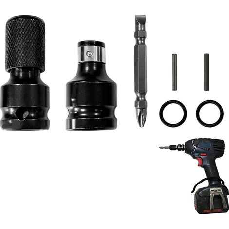 Lot de 2 Adaptateurs Visseuse à Choc 1/2 à 1/4 – Convertisseur de Douille pour Clé à Chocs et Cliquet, Tournevis – Acier Carbone Résistant, Pince de Sécurité, Bricolage et Mécanique Automobile (1/5)