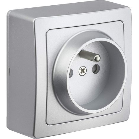Interrupteur va et vient - Prises electriques Standard - Prise extra plate - Prise murale - Interrupteur va et vient sans Fil - Prise 2P+T Alu (1/5)