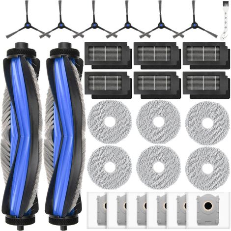 Lot de 27 accessoires pour robot aspirateur Ecovacs Deebot T50 Omni / T50 Pro Omni / T50 Pro Gen2 / T50 Omni Gen2, 2 brosses principales, 6 sacs à poussière, 6 tampons de nettoyage, 6 filtres HEPA, 6 (1/5)