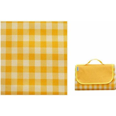 Picknickdecke, wasserdicht, feuchtigkeitsabweisend, groß, faltbar für Camping, Reisen, Strand, Garten, Tischdecke (lässt sich in einer Tasche verstauen) – Gelb, 150 x 200 cm (1/5)