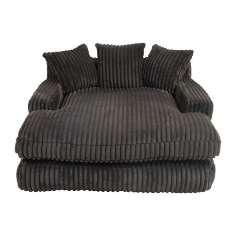 Canapé nuage velours côtelé noir, 3 coussins, siège unique salon bureau (1/5)