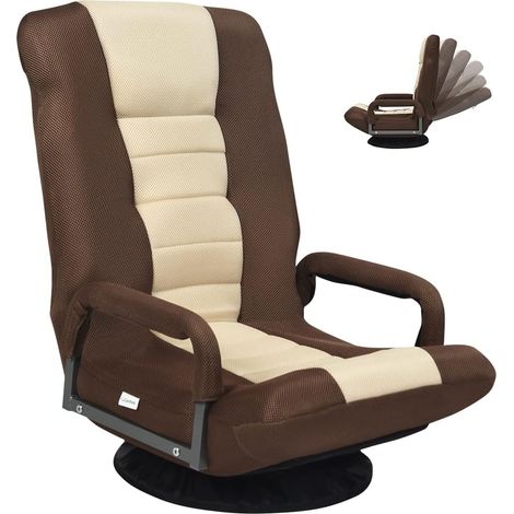 Costway – Fauteuil pliable de sol – Dossier réglable 6 positions – Base pivotante 360° – Tissu en maille respirante – Conception ergonomique (1/5)