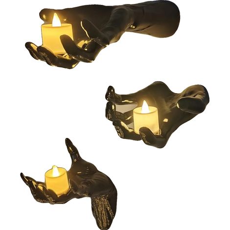 Wandmontierte gruselige Hände, lebensgroßes Design, ideal für Halloween-Dekoration, Halbnagel, Keine Kerzen-a (1/2)