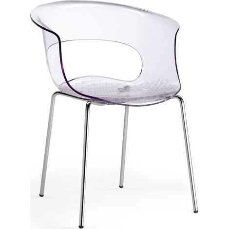 Chaise design MISS B – Pieds métal chromé – Corps polycarbonate recyclable – Hauteur d'assise 45 cm – Pour intérieur – Scab Design (1/3)