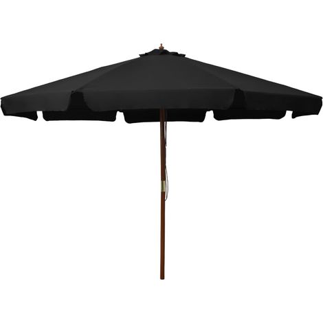 Garden Parasol with Wooden Pole 330 cm Black vidaXL