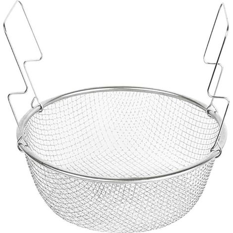 Cesta de freír de acero inoxidable con asa, colador portátil para freír y escurrir alimentos - Crezuo