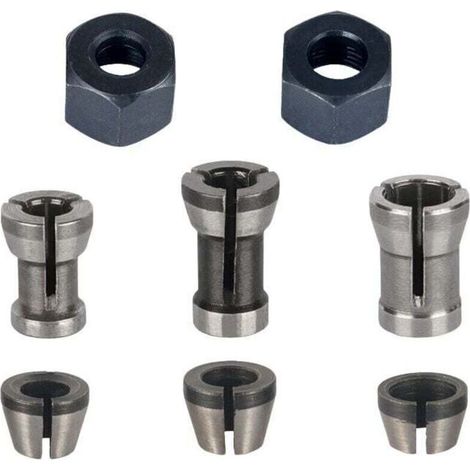Mandrin de Fraiseuse - Lot de 8, Collet Mandrin Affleureuse (6 mm, 6.35 mm, 8 mm), Pince de Serrage Defonceuse, Adaptateurs de Pince