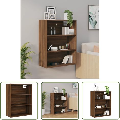 The Living Store Armoire murale suspendue Chêne marron 69,5x32,5x90 cm - Armoire Murale - Buffet Suspendu - Meuble Rangement - Étagère Murale - Décoration Murale (1/5)
