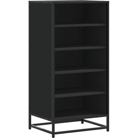 Étagère à chaussures noire, dimensions 48x38x97,5 cm, en bois composite. (1/5)
