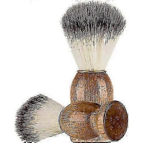 Pinceau de rasage 100 % poils de blaireau pour hommes, tous types de peau, manche en bois, outil d'épilation pour rasage humide (1/5)
