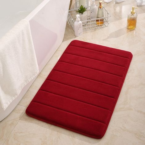 LAN Bordeaux - Gesteppte 5080cm (1,0 cm PVC-Basis mit Korallenvlies) Gesteppte Fußmatte aus Korallenvlies, einfarbig, Badezimmermatte, saugfähig und rutschfest. (1/5)