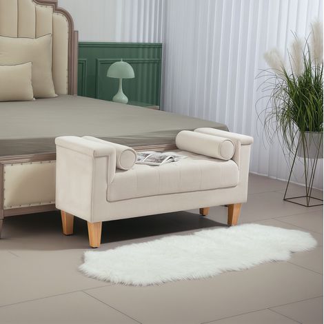 MEUBLIV Banco tapizado 115 x 44 x 58 cm beige, con reposabrazos, sin colchón (1/5)