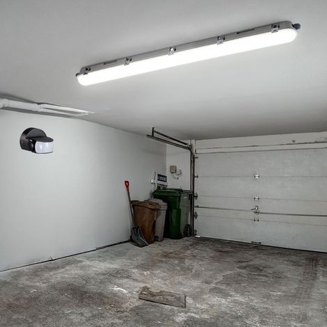 Etc-Shop – Plafonnier LED à vasque IP65 – Détecteur de mouvement 180° – 2000 lumens blanc froid – Longueur 157,6 cm – 1x LED 22W (1/5)
