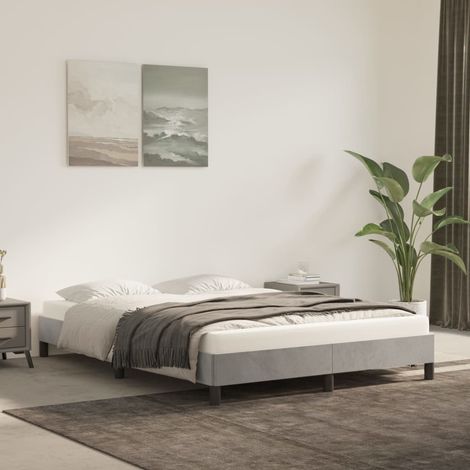 Lit double pour adulte Cadre de lit - Gris clair 140x200 cm Velours BV928738 - BonneVie (1/5)