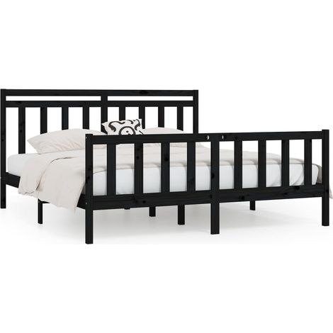 Maison Exclusive - Cadre de lit sans matelas noir bois massif de pin 200x200 cm