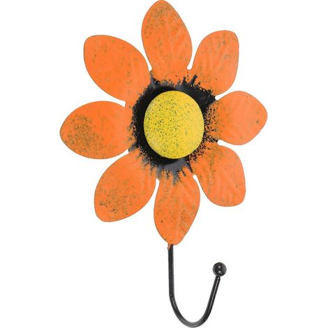 Patères murales en fer forgé en forme de fleur, adaptées aux rideaux, porte-chapeaux décoratif orange (1/5)