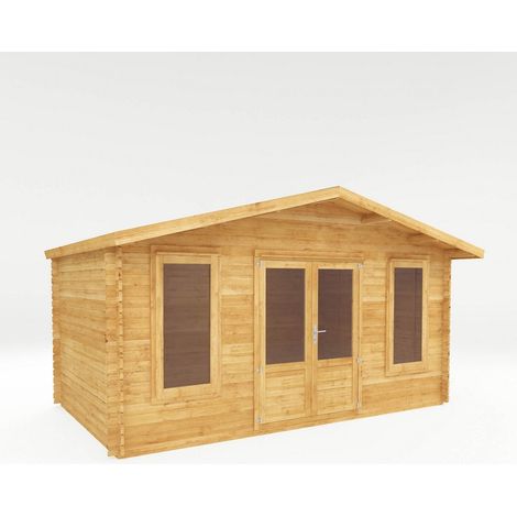 5 x 3 m Retreat Log Cabin - 28 mm - Timber - L342.8 x W513.5 x H287.5 cm - Brown