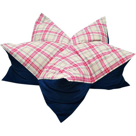 Aumüller Sternenkissen Karo, Beige / Blau - 85 cm - Liegekissen für Hunde und Katzen (1/5)