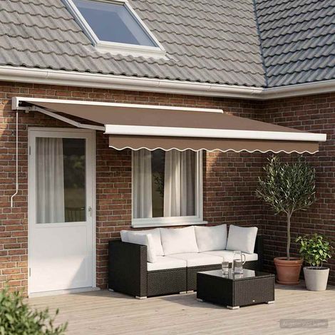 Teenpull – Ausziehbare Markise Taupe 500 x 300 cm Leinen und Aluminium (1/5)