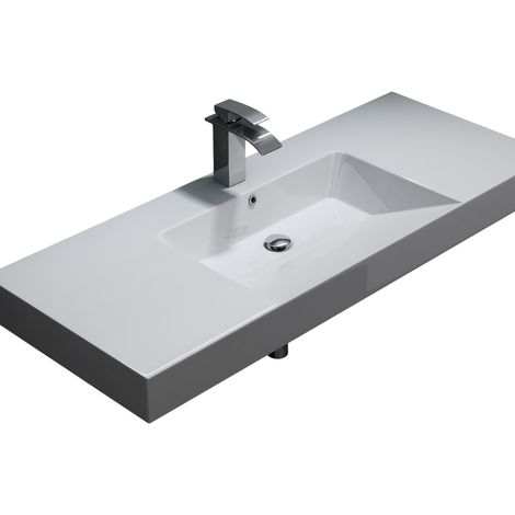 BERNSTEIN - Lavabo a parete in marmo fuso BS6036 - bianco -122x48x13,5cm (1/5)