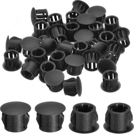 38Pcs Bouchon de Trou en Nylon, 9.5-10mm Diamètre de Trou Bouchon d'étanchéité Rond Souple et Flexible de Verrouillage Bouchons en Caoutchouc pour Bouteilles, Tuyaux, Cuisine, Noir (1/5)