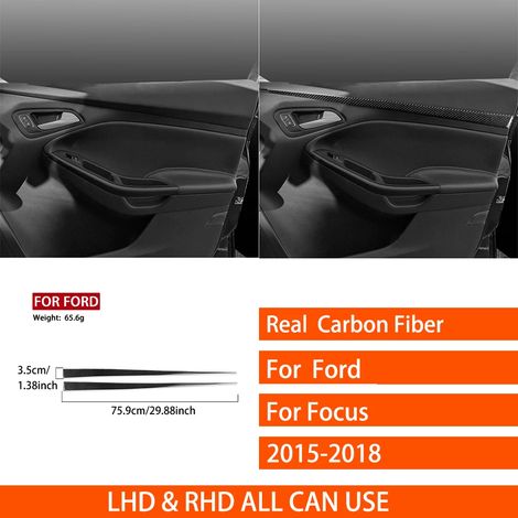 -24 Convient pour Ford Focus SE RS ST Ecoboost 2015-2018. Autocollants décoratifs en véritable fibre de carbone pour autoradio central, lecteur CD et panneau de porte. (1/4)