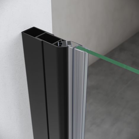 SIRHONA Porte de douche pivotante sans cadre Porte de cabine de douche réversible en verre de sécurité 5mm Noir 80cm