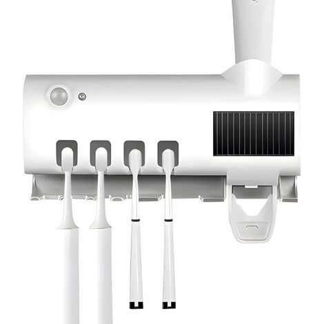 Stérilisateur de brosse à dents intelligent, porte-brosse à dents domestique avec distributeur de dentifrice, facile à installer, blanc (1/4)