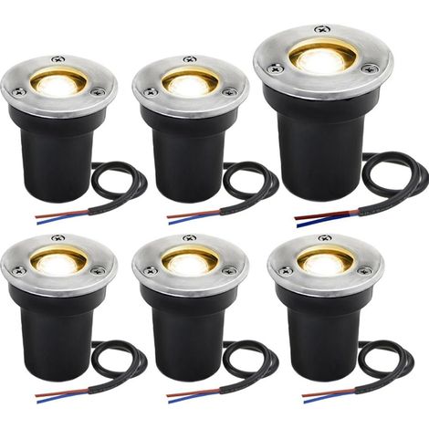Niedervolt-Gartenstrahler, 1W Einbaustrahler für den Außenbereich, 12V-24V LED-Gartenbeleuchtung, geeignet für Pflastersteine, Terrassen, Treppen, Gärten, IP67 wasserdicht (6er-Pack, warmweißes Licht)
