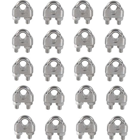 Colliers de serrage M3 en forme de U, boulons et attaches pour câbles, en acier inoxydable 304, serre-câbles en selle pour séchoir à linge extérieur (lot de 20). (1/4)