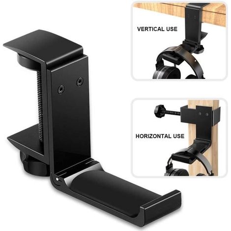 Support Casque - - Réglable Universel - Métal de haute qualité - Noir - Pliable (1/4)