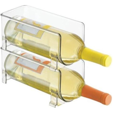 Range-Bouteilles (Lot de 2) – casier à Bouteilles empilable en Plastique pour Bouteilles de vin, Sodas ou Boissons – étagère à vin Moderne pour 1 Bouteille – Transparent (1/4)