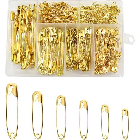 Épingles a Nourrice - Épingle de Couture - Épingle a Nourrice - 250 Épingles de Sûreté Dorées Résistantes - 6 Tailles de 22 Mm À 55 Mm - Idéales pour La Couture Et Les Projets de Bricolage (1/5)
