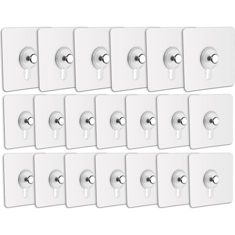 Sollbry Lot de 20 Adhesif Accroche Tableau Sans Percer, Attache Cadre Adhésif Crochets pour Accroche Cadres Photo, Art Mural, Décoratives, Sans Trou(Transparent) (1/5)