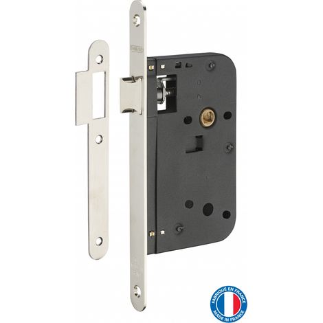 THIRARD - Serrure encastrable pour porte intérieure, axe 60mm, bouts ronds, nickelé - THIRARD