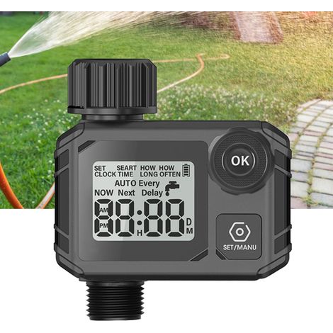 Programmateur d'arrosage automatique à écran LCD, retard de pluie, filtre anti-colmatage, étanche IP55, pour jardin pelouse piscine (1/3)