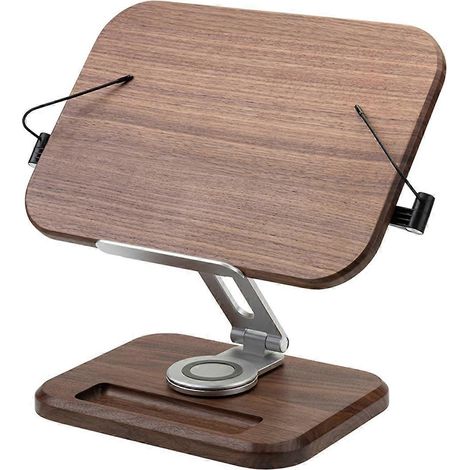 Support de lecture en noyer noir massif, rehausseur pour livres, tablettes et ordinateurs portables. (1/5)
