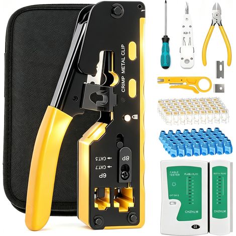 Kit de Pinces à Sertir, 3-en-1 RJ45 Kit Pince Réseau 6P/8P (1/5)