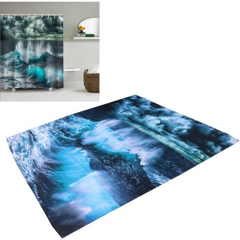 Rideau de douche innovant avec anneaux de suspension, accessoire de salle de bain, 180 x 180 cm (1/5)