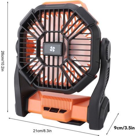 Ventilateur Batterie pour Camping 10400mAh. Puissant Silencieux avec Lumière LED . Ventilateur Rechargeable USB pour Tente Extérieur Bureau Table