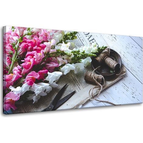 Leinwanddruck Flora Löwenmäulchen 80x40 cm Blumenstrauß