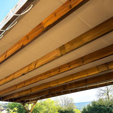 Tecplast – Toile pergola étanche 3x6 m – Bâche PVC anti-UV 5% – Ourlet de 50 mm avec oeillets en laiton – Couleur beige foncé