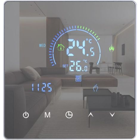 Termostato intelligente Ulisem, regolatore di temperatura intelligente WiFi per impianti di riscaldamento dell'acqua, schermo LCD, pulsante touch, app programmabile, telecomando, riscaldamento interra (1/4)