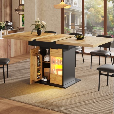 Table extensible 110-140x80 cm avec rangement LED OKMYHOME (1/5)