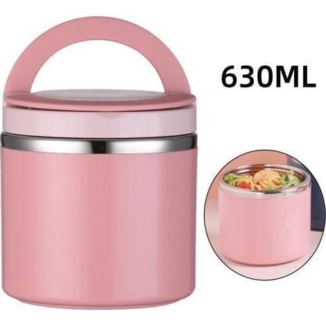 (Rose)Boîte Alimentaire Isotherme - Rose - Acier Inoxydable - 630ML - Étanche - Anti-fuite (1/4)