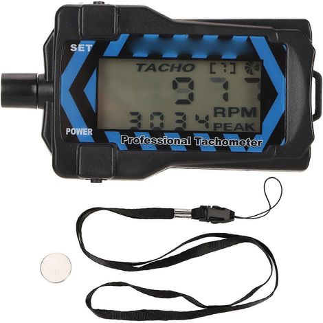 Tachymètre portatif à LED avec écran rétroéclairé bleu, testeur de vitesse d'hélice haute précision, adapté aux drones télécommandés, facile à utiliser et livré avec une lanière. (1/5)