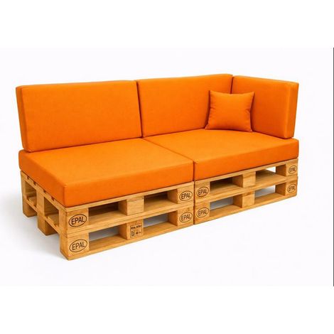 Set 6 coussins palette  assises 120x60 dossiers + 120x40 kit coussins canapé de jardin Orange coussins pour mobilier de jardin (1/5)