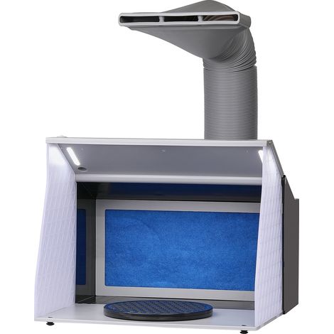 Cabine de Peinture Aérographe 405x330 x 355 mm Cabine de Pulvérisation Portable 5,2 m³/min Double Ventilateur Cabine d’Aspiration avec Éclairage LED Plateau Tournant pour Modélisme Bricolage (1/5)