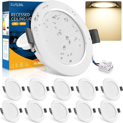 Lot de 20 Spots LED Encastrables, 5W Spots de Plafond Blanc Froid 6000K 450LM, IP44 Spot Salle de Bain Ultramince 25 mm, Spots Encastrés Trou Ø68-80mm, 220V-240V, pour Cuisine, Salon, Chambre